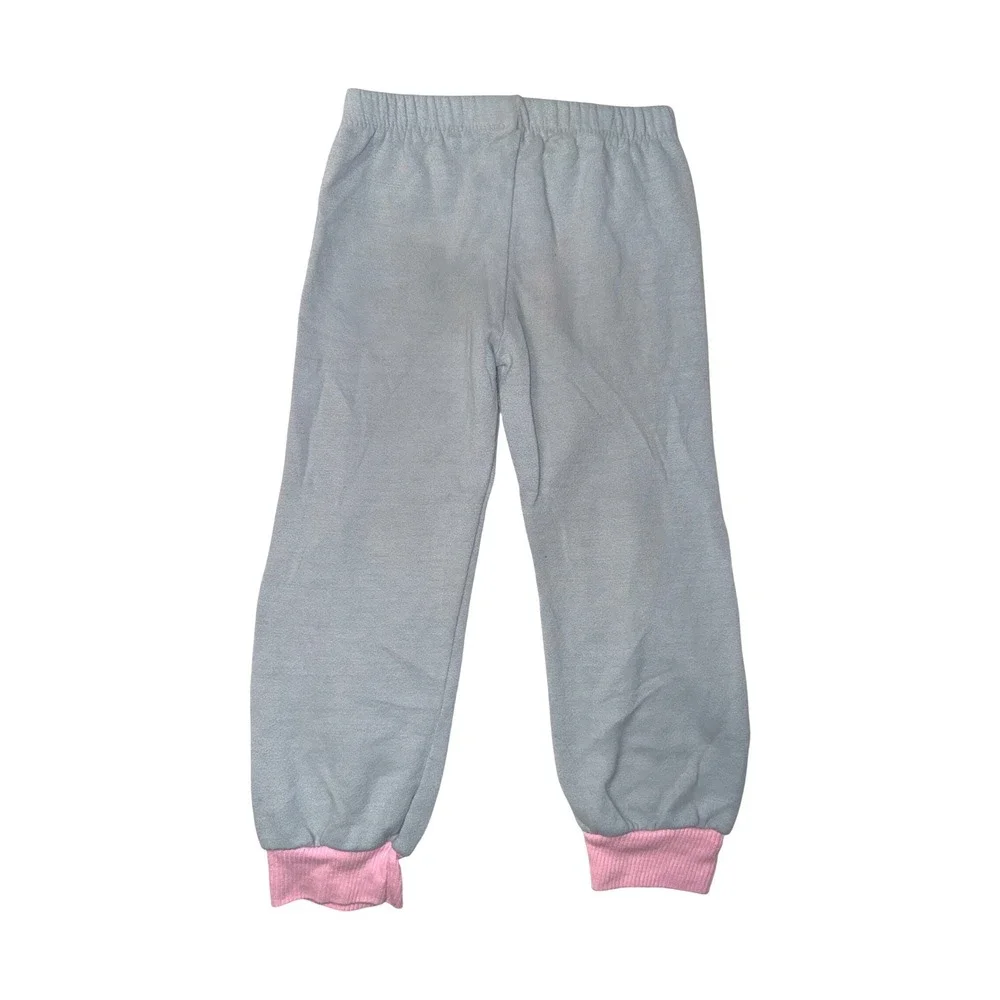 Vintage Stone Apparel Girls Pink Grey Kitten Ruffle Sweat‎ Suit Set Size 5-6 USA